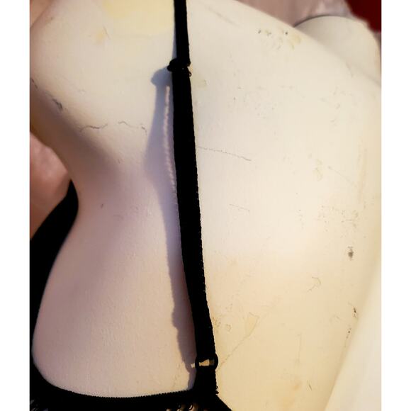 Victorias Secret Crochet Knit Black Fringe Cami Tank Top NWT Biker LGE.Boho New - Picture 7 of 12